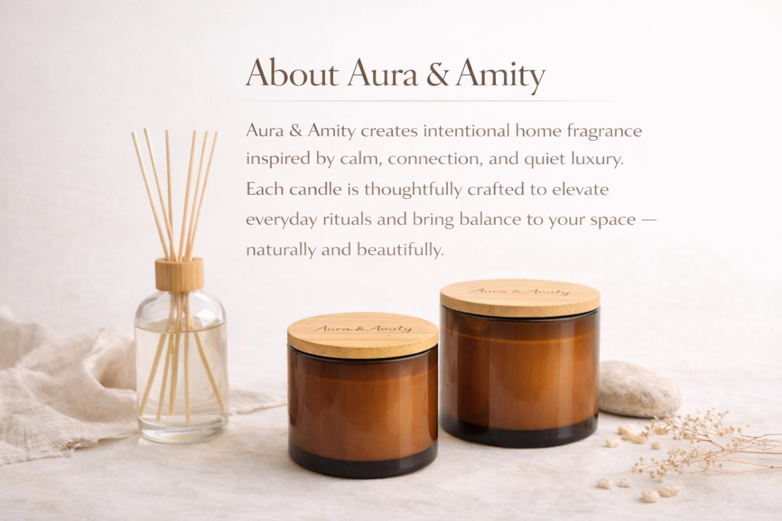Aura & Amity Amber Santal Soy Candle | Hand-Poured Decorative Candle for Home Décor | 8 oz | Made in USA