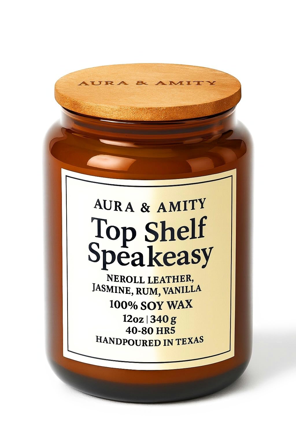 Aura & Amity Top Shelf Speakeasy Soy Candle | 12 oz Hand-Poured Decorative Candle for Home Décor | Made in USA