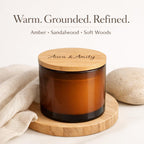 Aura & Amity Amber Santal Soy Candle | Hand-Poured Decorative Candle for Home Décor | 8 oz | Made in USA
