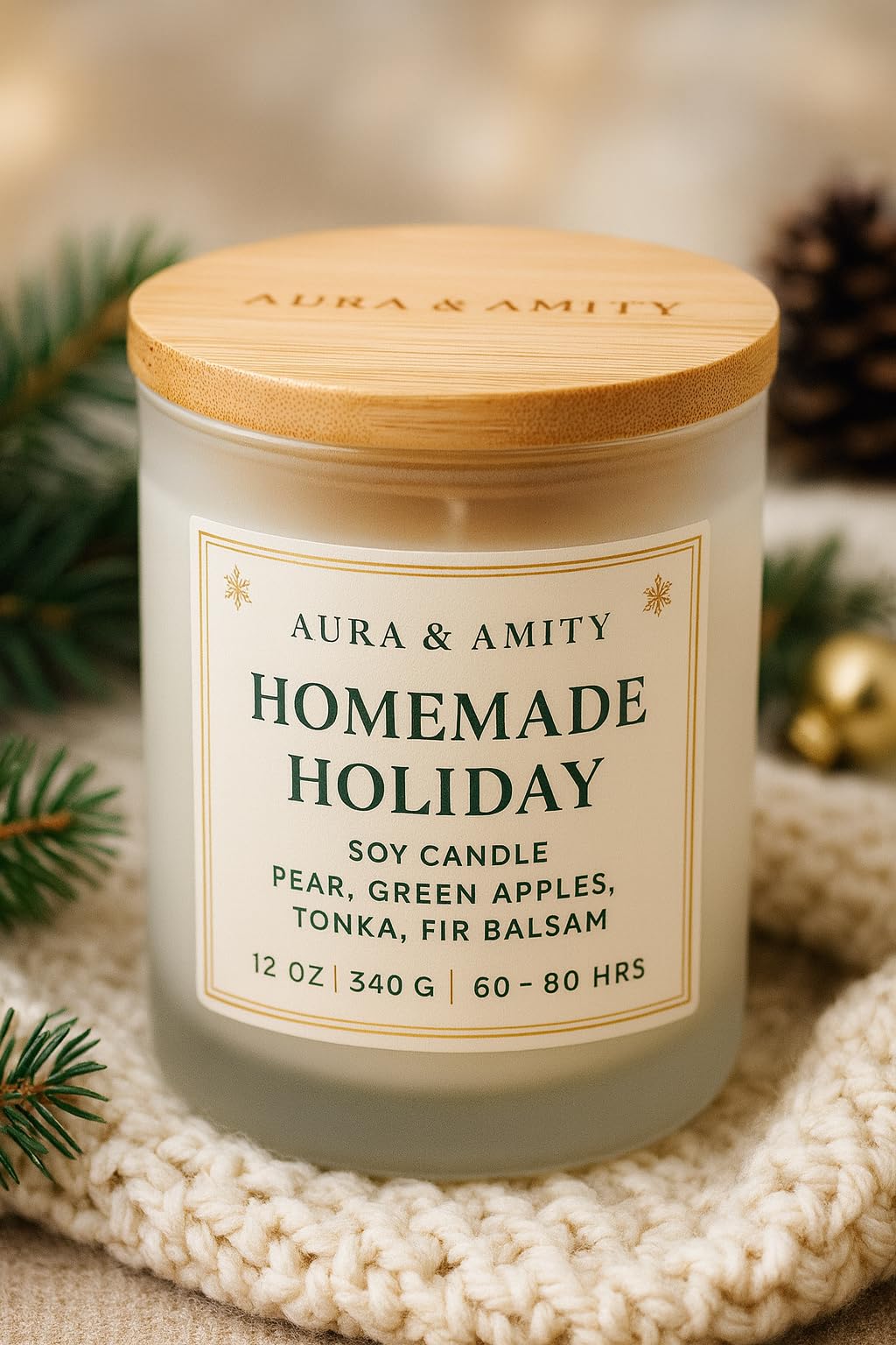 Aura & Amity Holiday Candle Collection – 12 oz Soy Candles