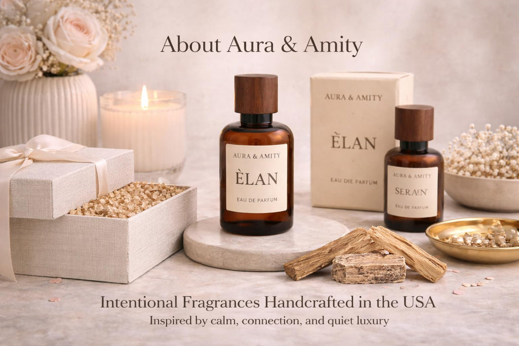 Aura & Amity Élan Eau de Parfum for Women – 50 ml Long-Lasting Luxury Perfume | Sandalwood & Palo Santo Scent | Elegant Everyday & Special Occasion Fragrance | Handcrafted in the USA