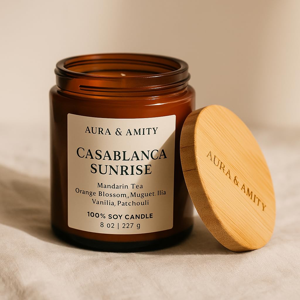 Aura & Amity Casablanca Sunrise Soy Candle | Hand-Poured Decorative Candle for Home Décor | Made in USA