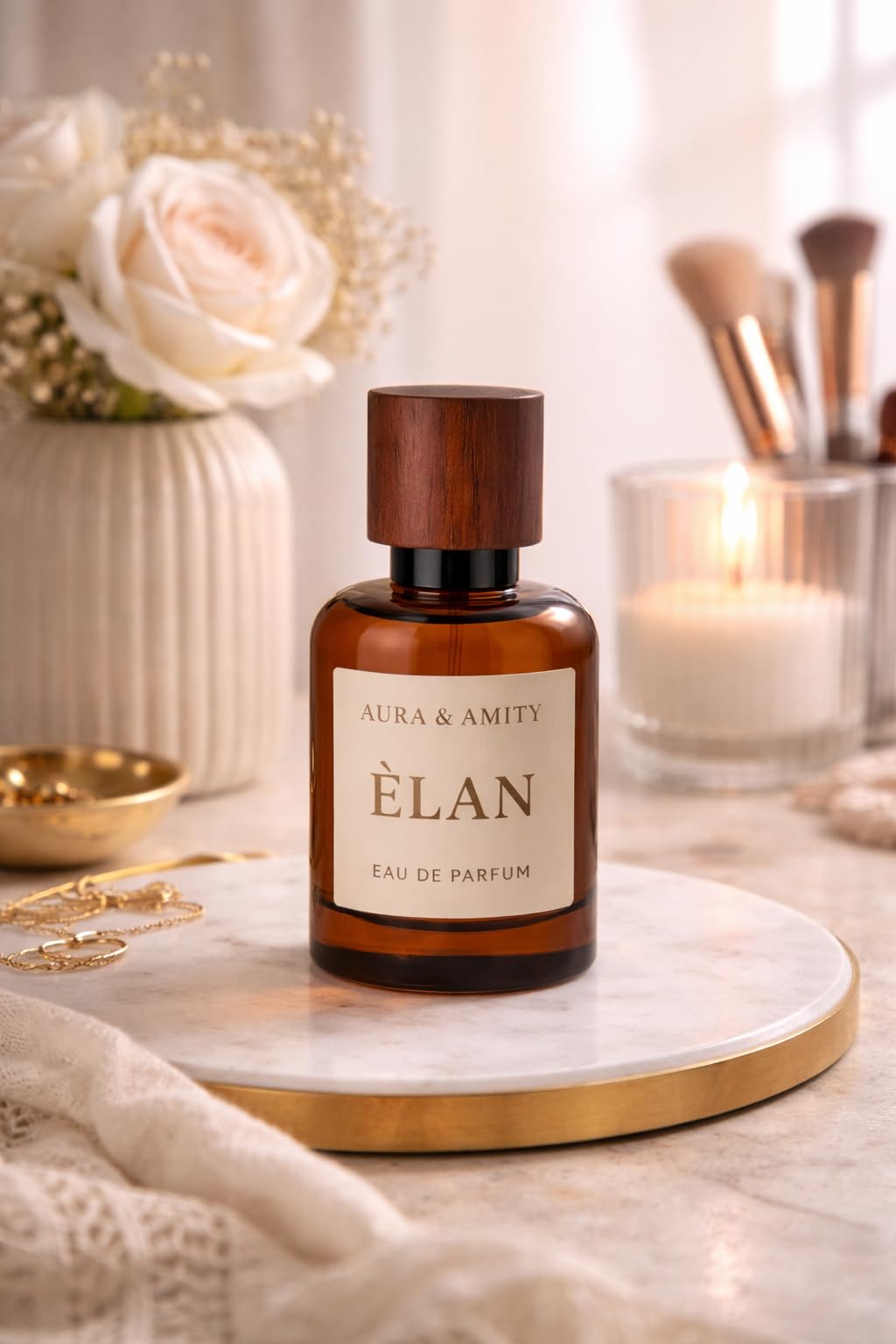 Aura & Amity Élan Eau de Parfum for Women – 50 ml Long-Lasting Luxury Perfume | Sandalwood & Palo Santo Scent | Elegant Everyday & Special Occasion Fragrance | Handcrafted in the USA