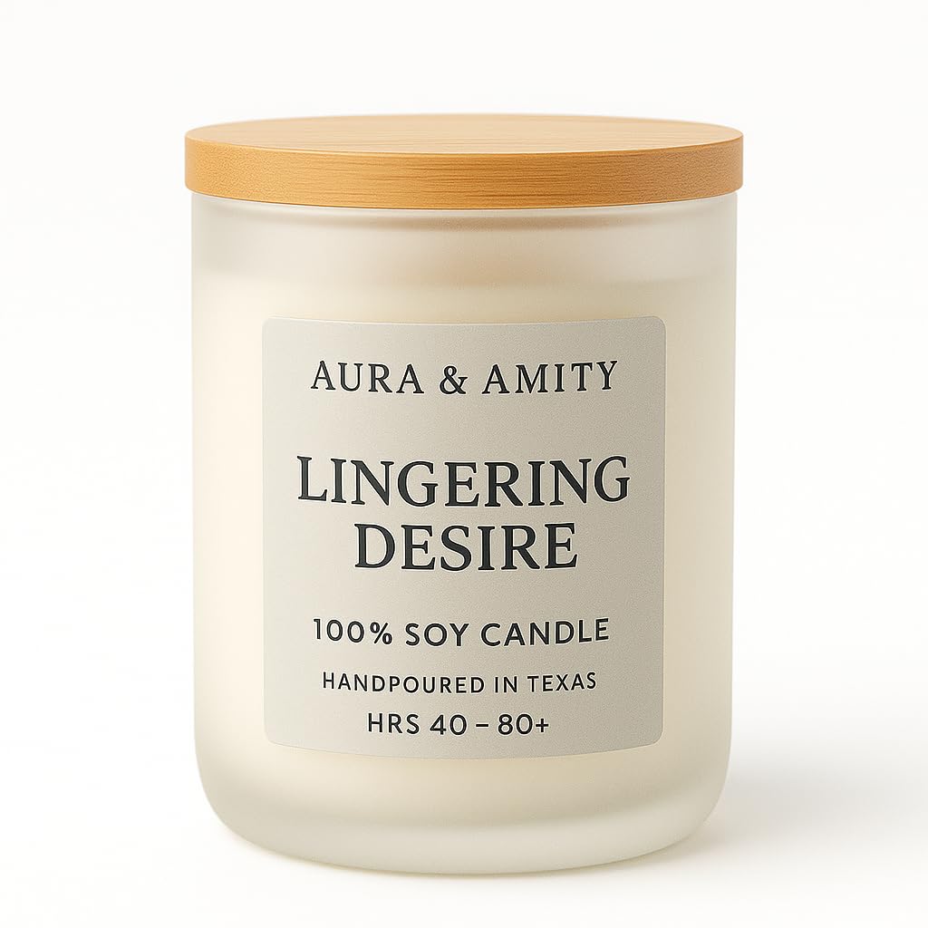 Aura & Amity Lingering Desire Soy Candle | 8 oz Hand-Poured Decorative Candle for Home Décor | Made in USA