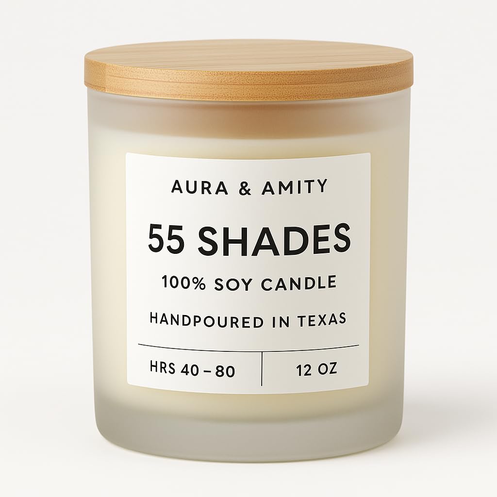 Aura & Amity 55 Shades Soy Candle | 8 oz Hand-Poured Decorative Candle for Home Décor | Made in USA