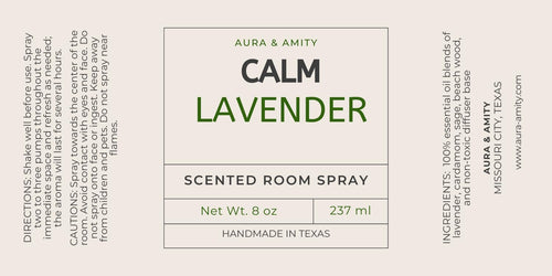 Aura & Amity Calm Lavender Room and Linen Spray, 8 Fl Oz, Amber Glass Bottle