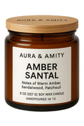 Aura & Amity Amber Santal Soy Candle | Hand-Poured Decorative Candle for Home Décor | 8 oz | Made in USA