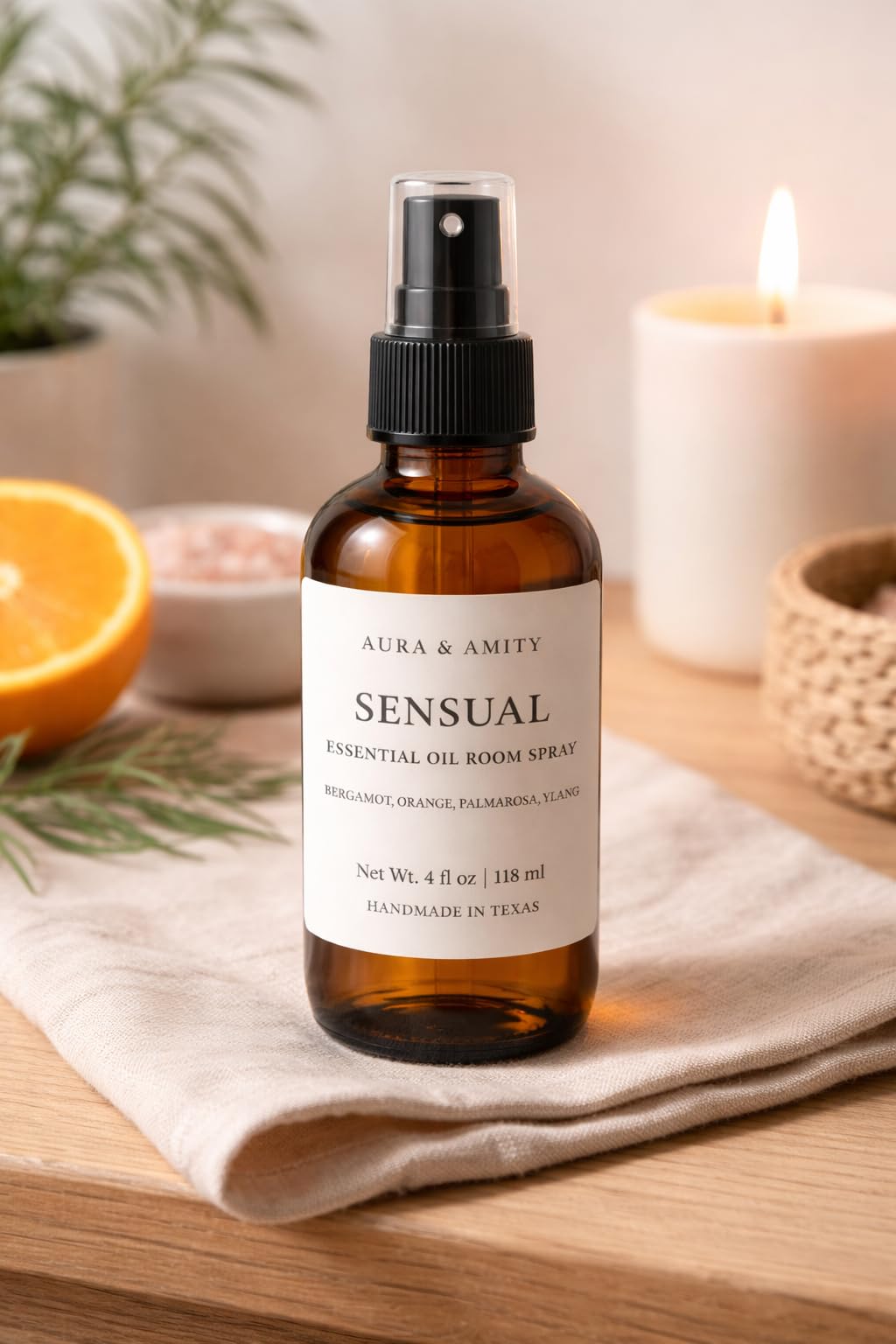 Aura & Amity Premium Room & Linen Spray – Handmade Luxury Fabric & Home Fragrance Mist, Long-Lasting, Made in USA