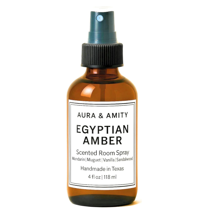 Aura & Amity Egyptian Amber Room & Linen Spray – Handmade Luxury Home & Fabric Fragrance Mist, Long-Lasting Eco-Friendly Amber Bottle