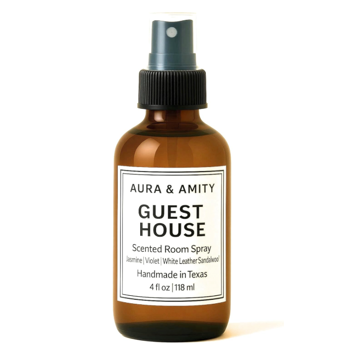 Aura & Amity Guest House Room & Linen Spray – Handmade Luxury Home & Fabric Fragrance Mist, Long-Lasting Eco-Friendly Amber Bottle