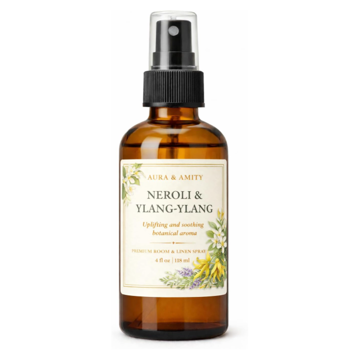 Aura & Amity Neroli & Ylang-Ylang Room & Linen Spray – Handmade Luxury Home & Fabric Fragrance Mist, Long-Lasting, Made in USA