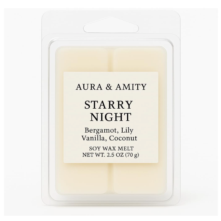 Aura & Amity Starry Night Soy Wax Melts – Handcrafted Decorative Wax Cubes for Warmers, Long-Lasting Home Décor Fragrance