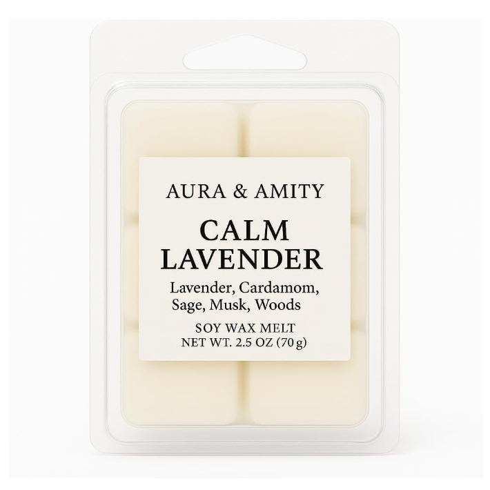 Calm Lavender Scented Soy Wax Melts – Hand-Poured in Texas | Phthalate-Free, Relaxing Home Fragrance Cubes for Warmers