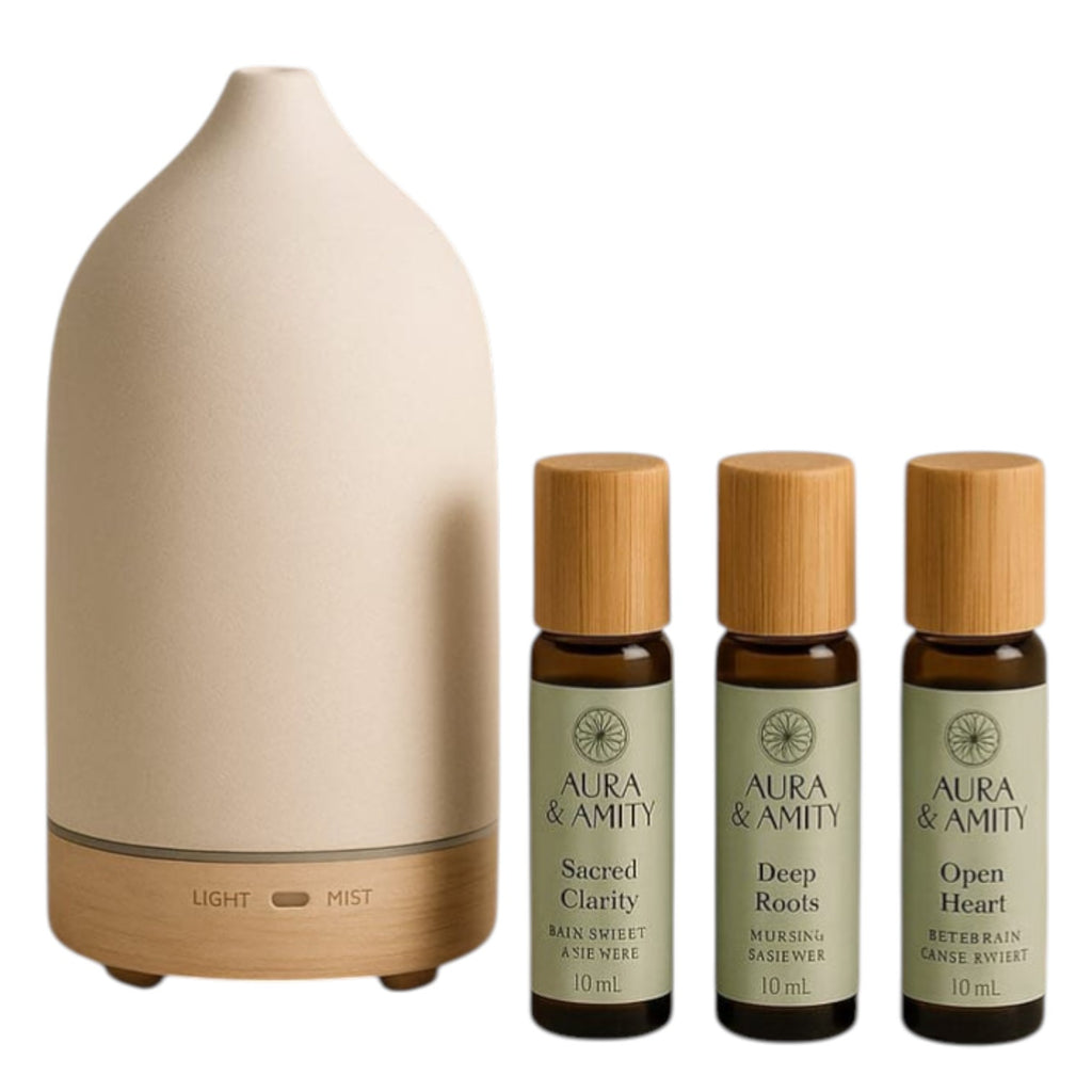 Aura & Amity Essential Oil Diffuser Blends – Pure Botanical Aromatherapy | Small-Batch Wellness Elixirs