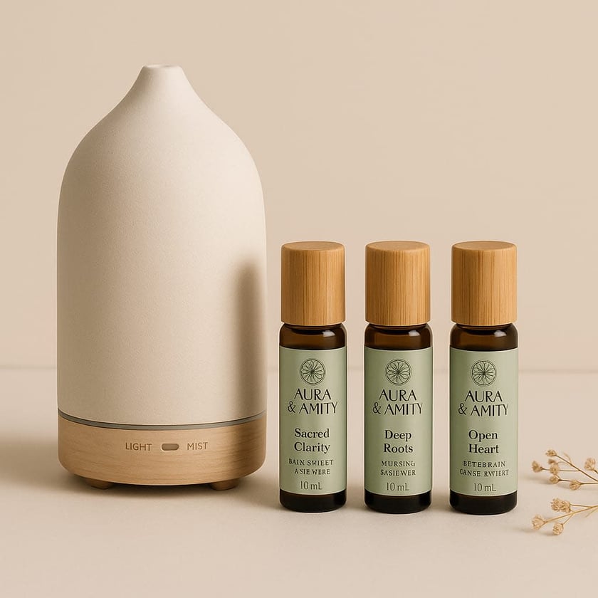 Aura & Amity Essential Oil Diffuser Blends – Pure Botanical Aromatherapy | Small-Batch Wellness Elixirs