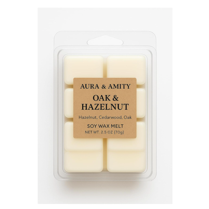 Oak & Hazelnut Scented Soy Wax Melts – Hand-Poured in Texas | Phthalate-Free, Warm Woody Home Fragrance Cubes for Warmers