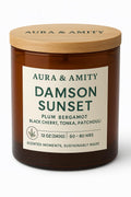 Aura & Amity Damson Sunset Soy Candle | 12 oz Hand-Poured Decorative Candle for Home Décor | Made in USA
