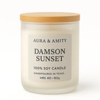 Aura & Amity Damson Sunset Soy Candle | 12 oz Hand-Poured Decorative Candle for Home Décor | Made in USA