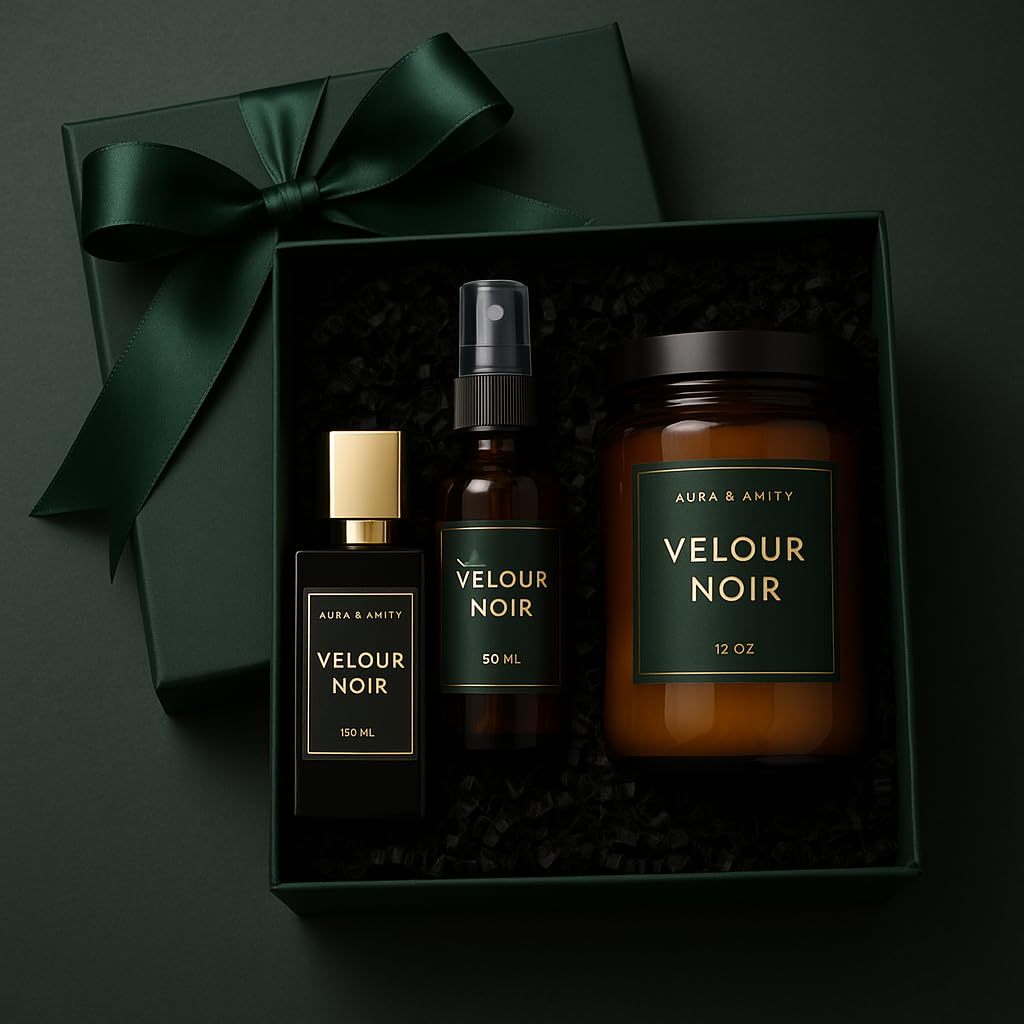 Aura & Amity Velour Noire Eau de Parfum for Women – 50 ml Luxury Perfume |Rose, Labdanum, Coconut Birch | Elegant Woody Floral Amber Scent | Long-Lasting, Handcrafted Fragrance Made in USA