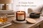 Aura & Amity Cigar Lounge Soy Candle | 8 oz Hand-Poured Luxury Scented Candle with Tobacco, Bergamot & Patchouli Notes | Long-Lasting Clean-Burning Home Fragrance | Made in The USA