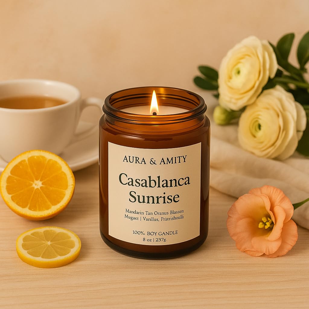 Aura & Amity Casablanca Sunrise Soy Candle | Hand-Poured Decorative Candle for Home Décor | Made in USA