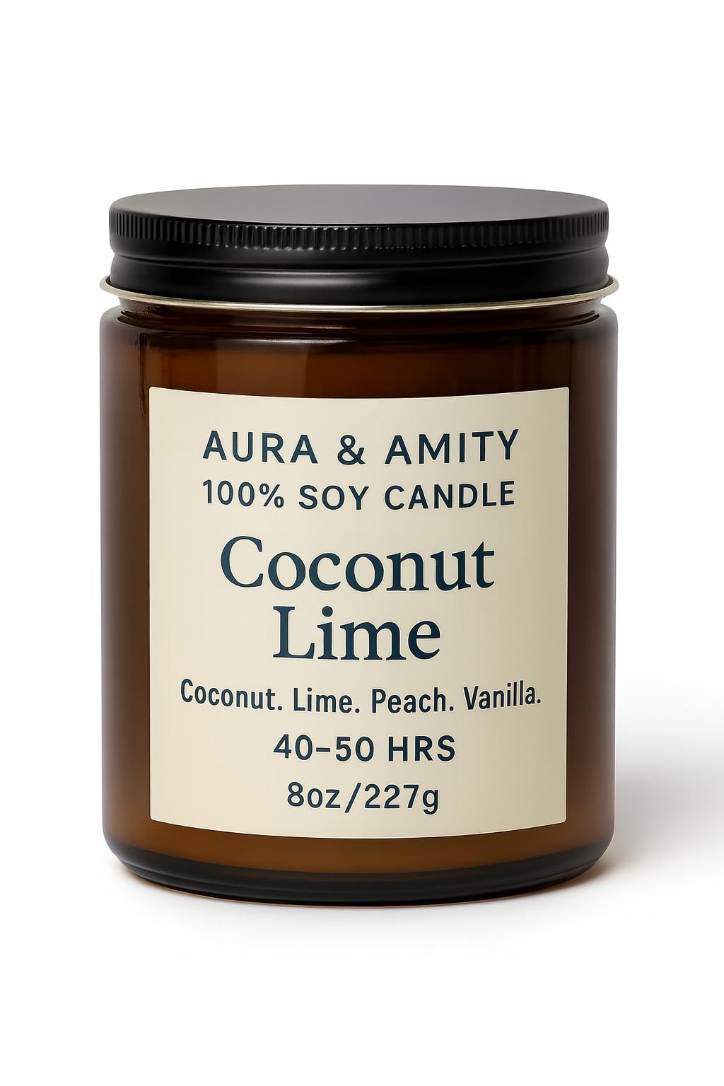 Aura & Amity Coconut Lime Soy Candle | Handpoured Scented Candle with Tropical Citrus Notes | Long-Lasting Clean-Burning Home Fragrance | Made in The USA